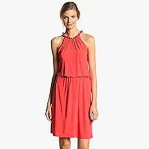 NEW MSK Women's Halter Gumball Necklace Papaya/Gold Dress, XL